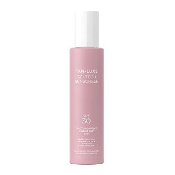 Tan-Luxe Sci-Tech Sunscreen Marine Mist Body, Clear, Lightweight Body Sunscreen Spray With Solar Adapt Technology, Water-Resistant, Reef Safe, Vegan, 6.76 fl. oz/200 ml Bottle