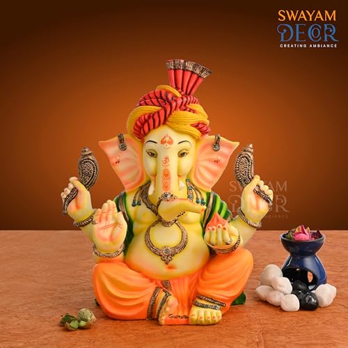 Image of Polyresin Marble Ganesh Ji Idol | Auspicious Lord Ganesha Statue for Living Room Home Decor Statue (13 Inch)