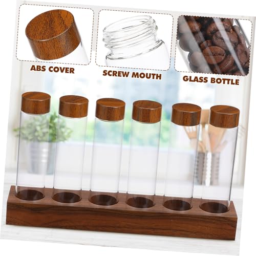 Tubos de almacenamiento para café con soporte de madera miniatura 3