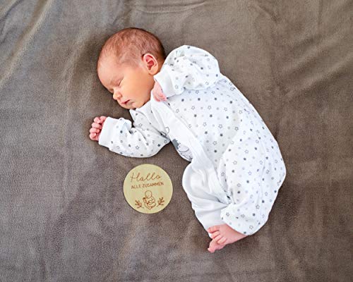 40 Baby Holz Meilensteine inkl. Stoffbeutel Ø 10cm | Meilensteinkarten als Geschenkidee zur Geburt, Taufe, Schwangerschaft oder Babyparty | SET aus 20 Teilen (Modernline) - Image 6