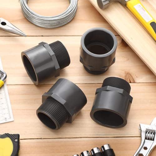 Image of 8 Pcs 1-1 /2 Inch PVC Pipe Fitting Male Adapter Schedule 80 Socket x Npt Compatible with 836 Series Heavy Duty Industrial Grade Corrosion Resistant Plumbing Irrigation Connector for Water