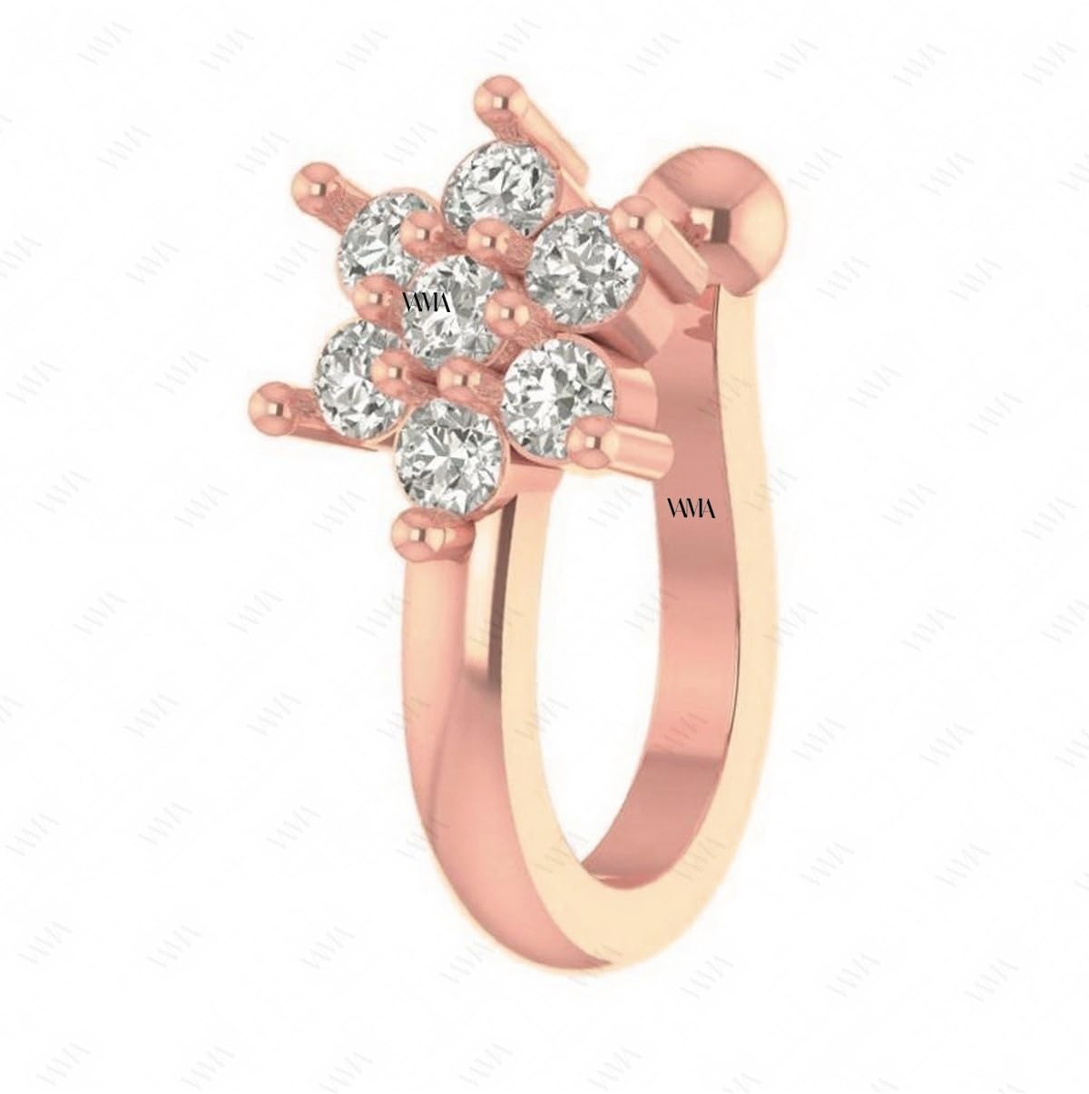 VAMA Without Piercing Rose Gold Nosepin Pressing Type Clip on Press Nose ring Studs for Girls & Women (B0CTCVYV4T) Amazon Price History, Amazon Price Tracker