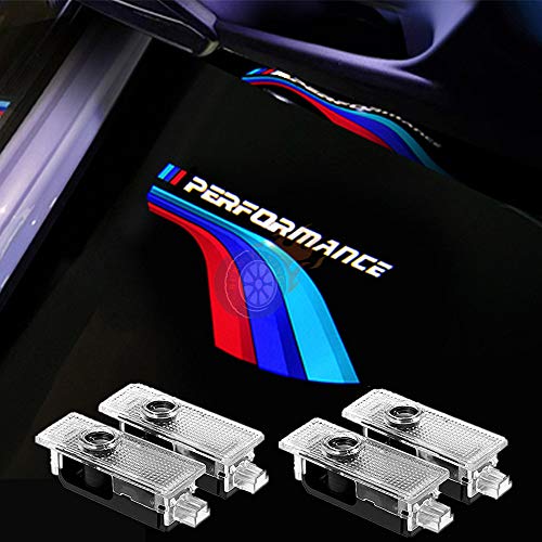 2X LED Welcome Lights for BMW F30 F36 F10 F20 F80 F25 E89 ///M Performance 3D Laser Projector Ghost Shadow Car Door Warning Lamp Convenience Bulbs (Emitting Color : 4X Performance)