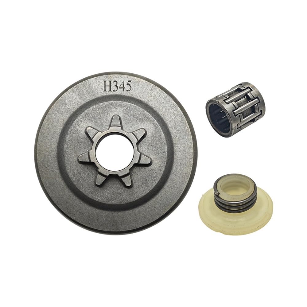 Kit de piñón y Engranaje helicoidal con cojinete de Agujas y Tambor de Embrague, Compatible con motosierras EPA 340, 345, 350, 445, 445E y 450E.