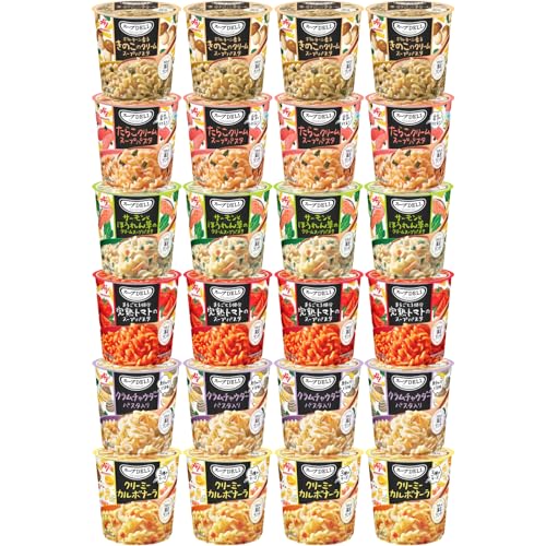味の素 スープDELI 24個セット 6種 詰め合わせ (ポルチーニ香るきのこのクリームスープパスタ 42.3g・たらこクリームスープパスタ 44.2g・サーモンとほうれん草のクリームスープパスタ 39.0g・まるごと1個分完熟トマトのスープパスタ 40.
