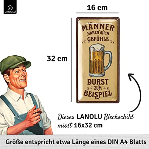 LANOLU Retro Tin Sign, 'Men have feelings, thirst for example' - Funny Beer Sign, Bar Decoration, 16 x 32 cm - Image 3