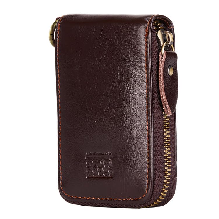 Image of Vintage Full Top Grain Leather Wallet RFID Blocking Multi Card Case with Zipper Pocket Card Holder for Men Women Gift Box