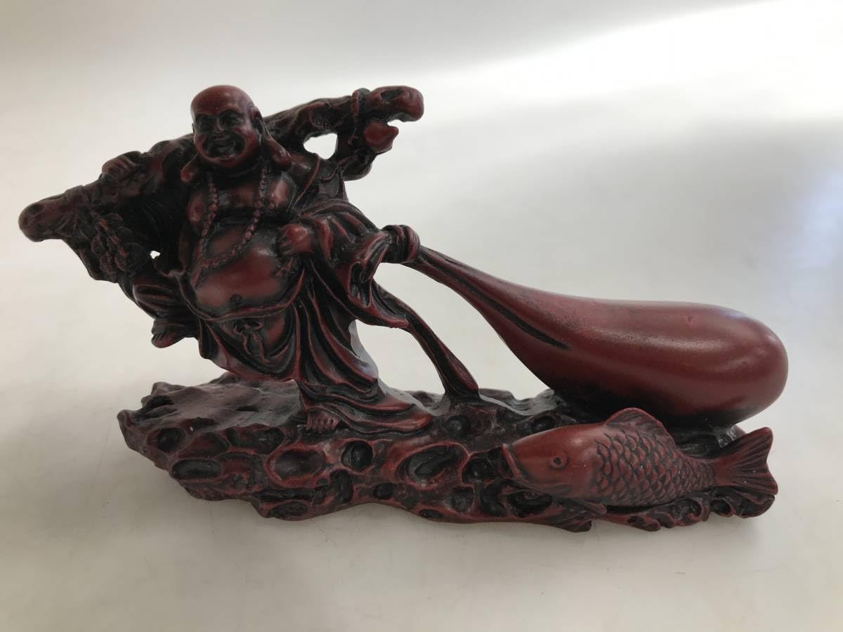 Amazon.co.jp: HG5285 七福神 布袋様 ＆ 恵比寿様 置物 赤系 縁起物