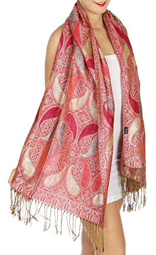 Pashmina Scarfs for Women, Pashminas Wrap Shawls, Soft Wedding Scarf, Paisley Lurex Jacquard Evening Scarves3