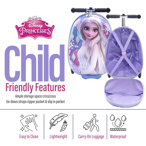 Fast Forward Frozen Scooter Suitcase for Kids – 18” Lightweight Disney Frozen Luggage for Girls – (Luggage 11lbs and Scooter 100lbs) (Frozen)3