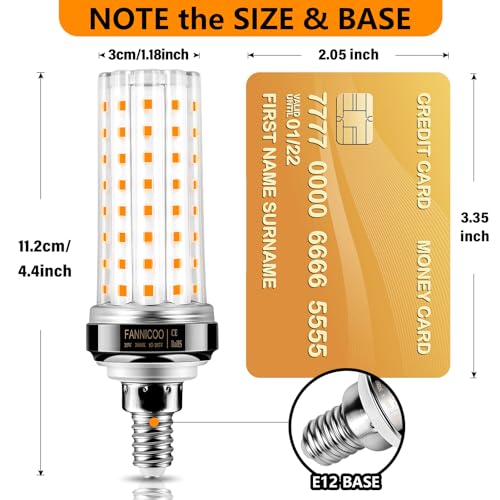 FanNicoo E12 LED Bulbs, 4-Pack 2000 Lumen 3000K Warm White Non-dimmable Candelabra Bulbs