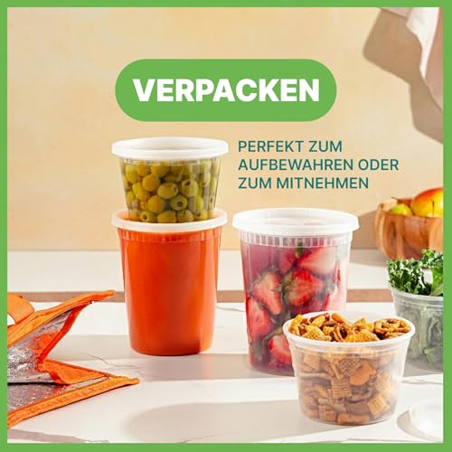 JoyServe Vorratsdosen mit Deckel Luftdicht – 48 Sets mit 54 Deckeln, 24 Vorratsdosen mit 946 ml und 24 mit 473 ml Inhalt, Frischhaltedosen mit Deckel, BPA-Frei, Spülmaschinen- und Mikrowellengeeignet 6