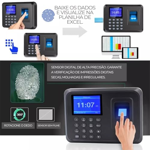 Relógio De Ponto Biométrico Digital Impressão Eletrônico Armazenamento Eletrônico Preciso E Seguro C