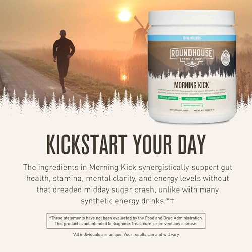 Image of ROUNDHOUSE PROVISION Morning Kick Greens, Watermelon Mint, 30 Servings | Greens Superfood Powder for Gut Health, Sugar Free, Caffeine Free, Ashwagandha, Collagen Peptides, Probiotics, Chuck Norris