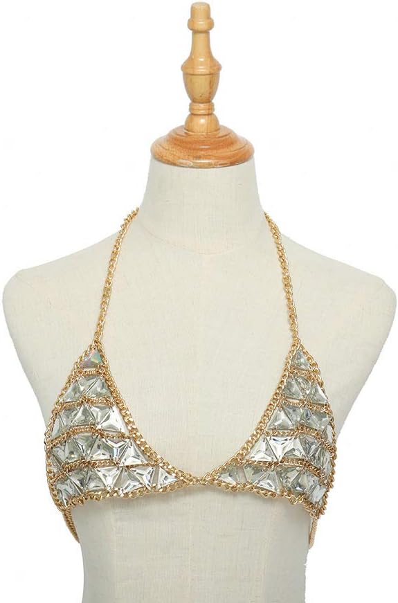 LPY-SP Body Chain Jewelry Openwork Gemstone Triangle Sexy Body Chain Bikini Necklace