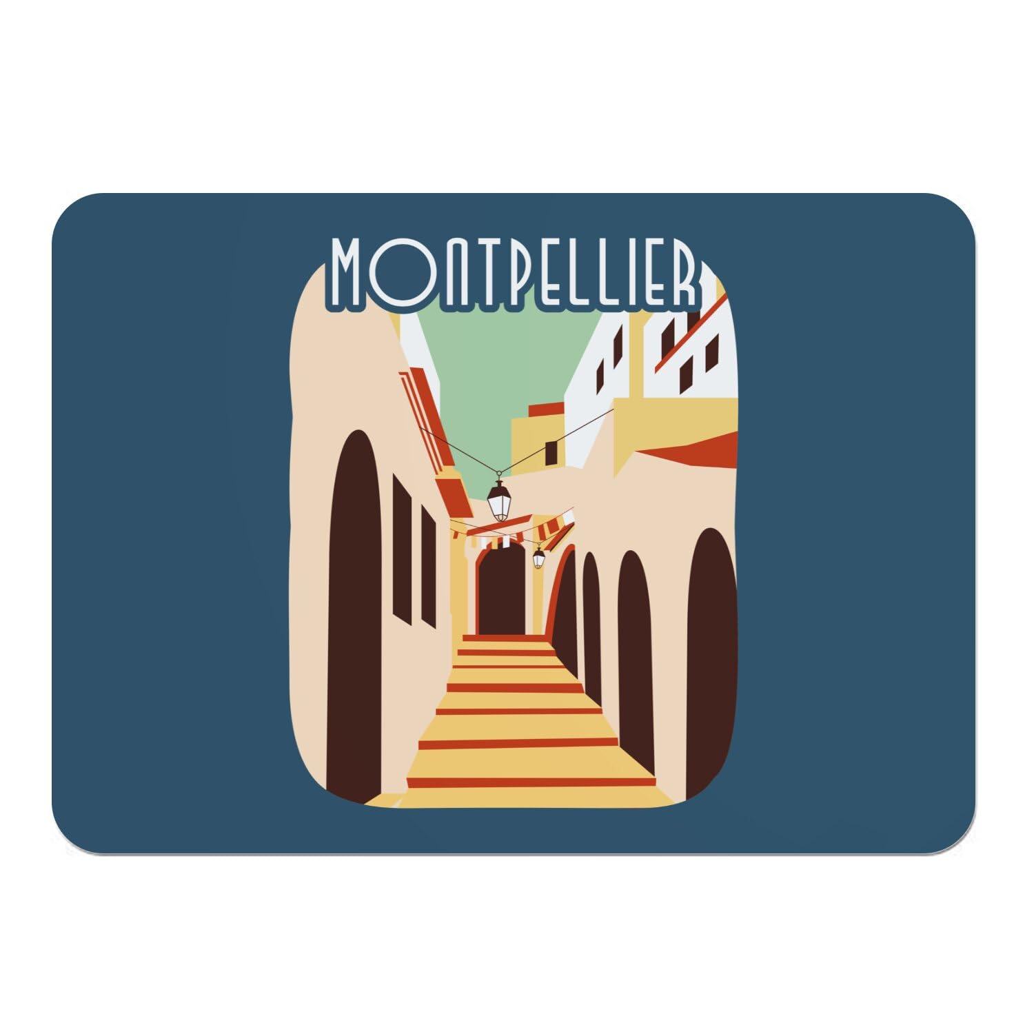 Napperons bleu Montpellier grand format 39,5 x 28,5 cm set de table souple en liège x4