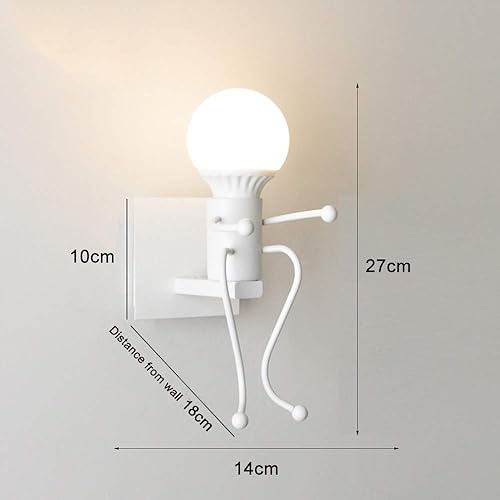 Vista 7 de Moderno retro creativo dibujos animados de hierro forjado lámpara de pared nórdico moderno pequeño Iron Man accesorios de iluminación LED sala