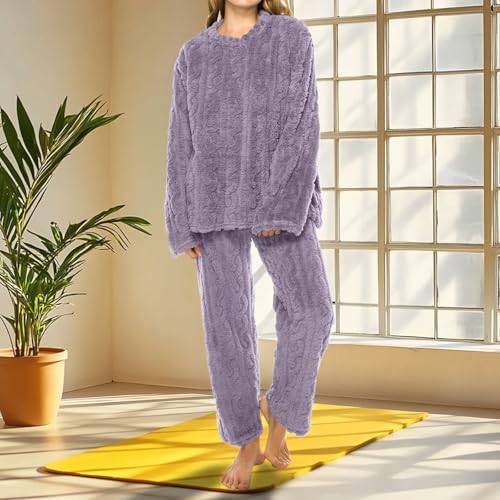 Huyxcye Flannel Pajamas For Women With Fuzzy Fleece 2 Piece Winter Set - image 2