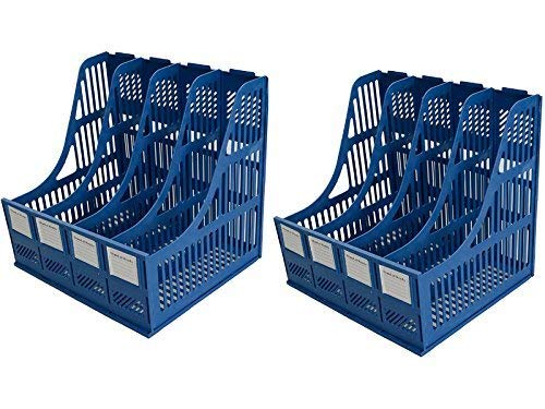 Sampton Heavy Duty Four Sections File Rack Paper Magazine Holder Home Office Desk Book Sorter Storage Desktop Shelf File Dividers Cabinet Document Tray Organizer Box (Pack of 2) KIO789JK