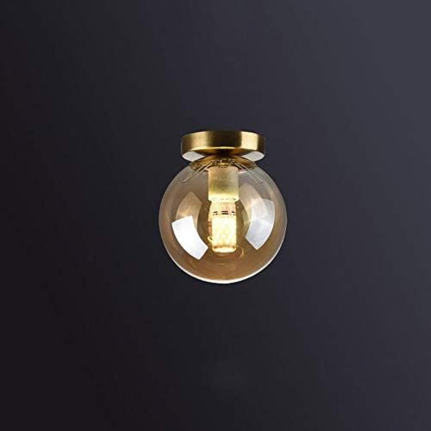 Plafonnier Globe du Milieu du Siècle Luminaire E27 Laiton