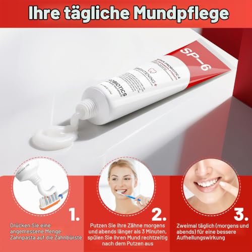 SP-6 Probiotic Whitening Zahnpasta für Zahnaufhellung und frischen Atem, 6 Probiotika-Formel für gesundes Zahnfleisch, fluoridfrei… – Ansicht 5
