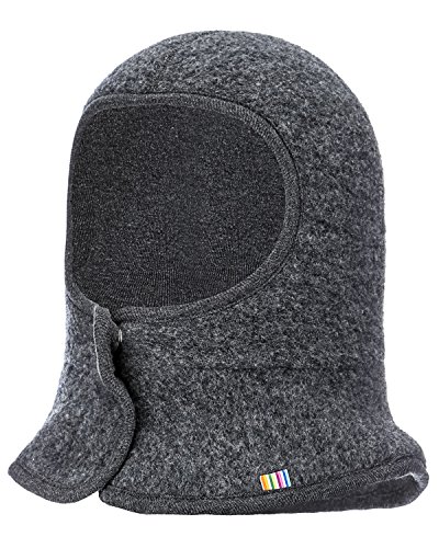 Joha Baby Kinder Unisex Schalmütze aufknöpfbar Balaclava Merino-Wolle, Größe:45, Farbe:koks Melange