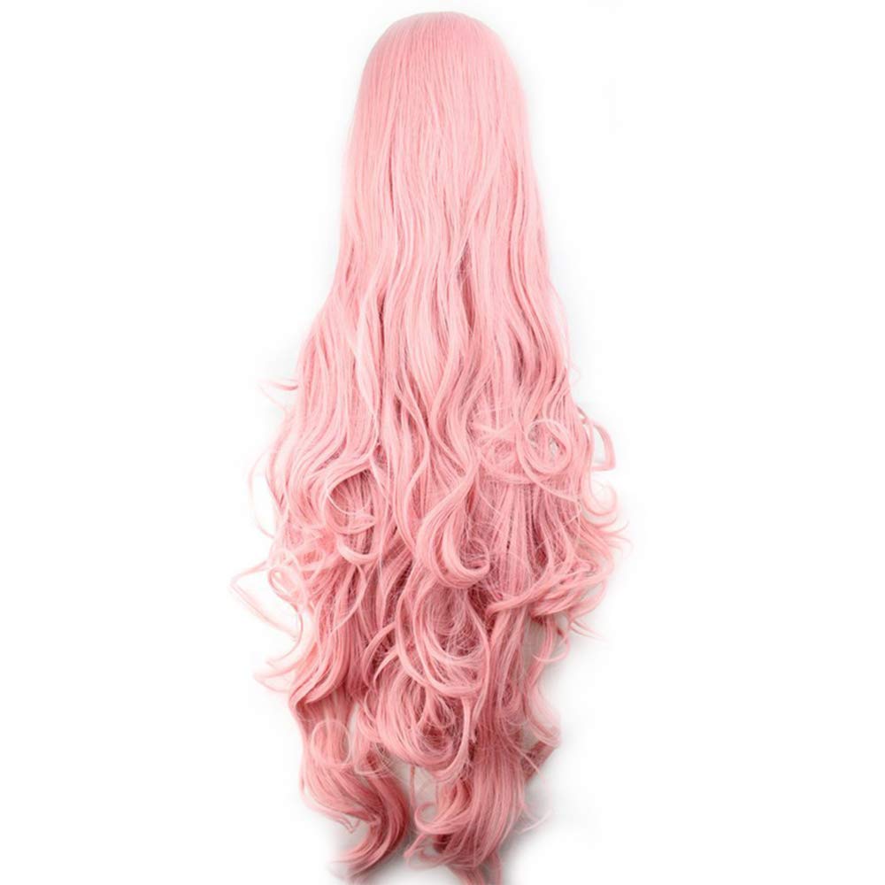 40 Inches 100cm Long Curly Wigs For Women Heat Resistant Synthetic Big Wavy Wig With Bangs Pink Cosplay Halloween Costume Wig - Image 3