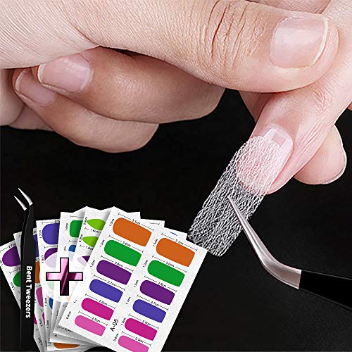 Upgrade Silk Fiberglass Nail Extension Form - DR. MODE 192 Pcs Clear Non-Woven Silk French Nail Warp, 6 Nail Shape 48 Size False Nail, Easy to Use Acrylic Nail/UV GEL Nail Form