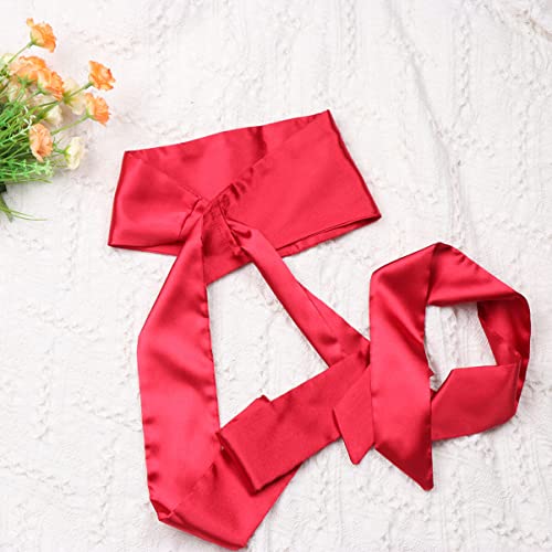Amosfun Wedding Satin Sash Belt Bridal Dress Silk Ribbon Bow Waist Belt For Formal Wedding Occasion (Red) - Image 2
