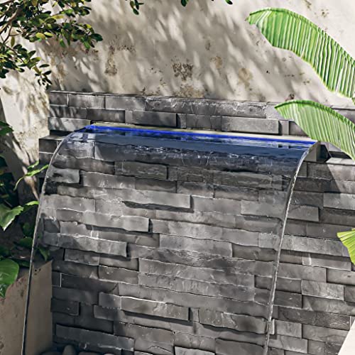 Cascada para estanque en acero inoxidable 304 de 108 cm con luces LED de diseño minimalista 3