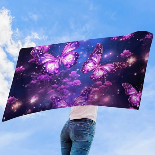 Drapeau de jardin saisonnier imprimé papillon en tissu violet durable - 8