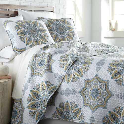 Southshore Fine Living, Inc. Oversized Bedding Quilt, Twin XL Bedspreads for Adult, Farmhouse Bedding, Lightweight Coverlet 2-Piece Set with One Matching Quilted Pillow Sham, Twin/XL Quilt Set, Aqua