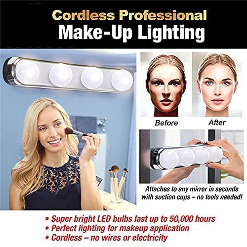 HBD SALES Battery-Operated Dressing Table Bright LED Bulb Lamp Makeup Light, Cordless Studio Lighting Vanity Livingroom Bedroom Mirror Light (White Colour- 1 piece) 2