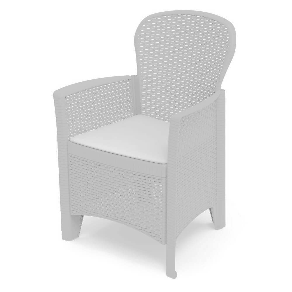 Ipae-Progarden Folia Efecto ratán sillón, plástico, Blanco, 59 x 57 x 89 cm