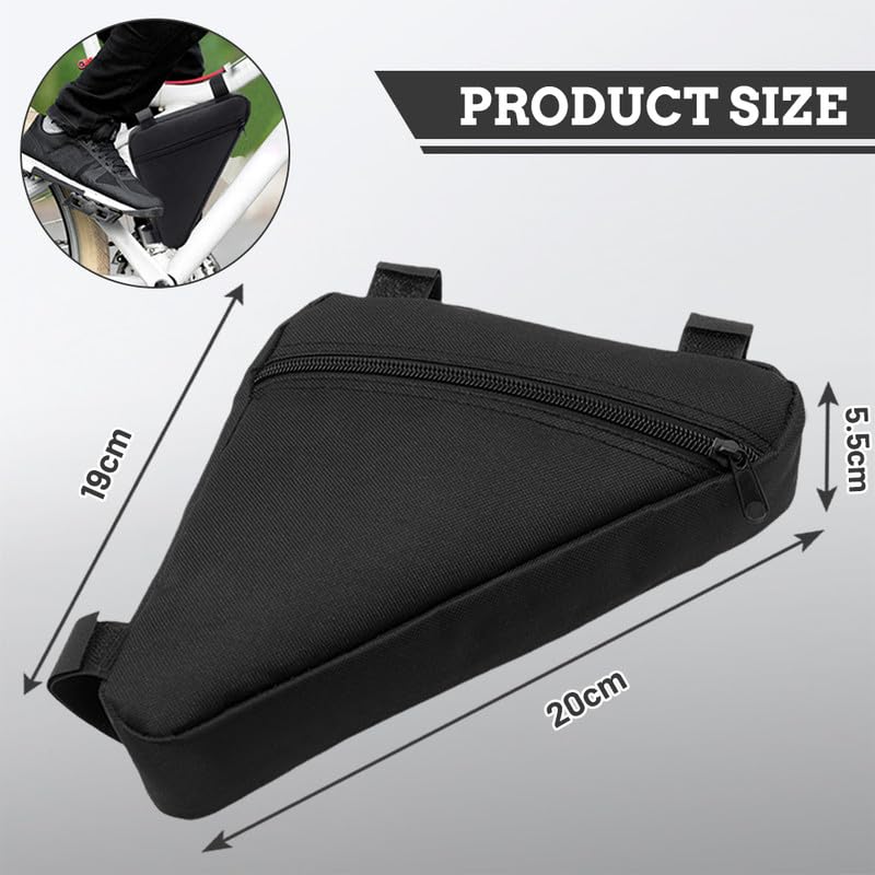 Borsa Telaio Triangolare per Bici, Manubrio Anteriore Impermeabile, Borse Portaoggetti Sottosella con Striscia Riflettente, Marsupio per Bici da Corsa e Mountain Bike