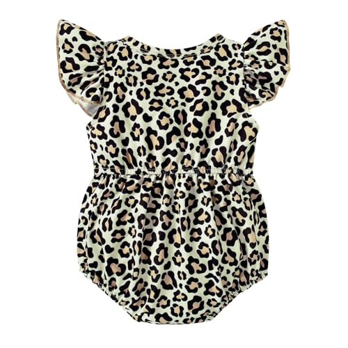 Baby Girls Clothes Infant Print Ruffle Romper Bodysuit with Bow 0-18 Months2