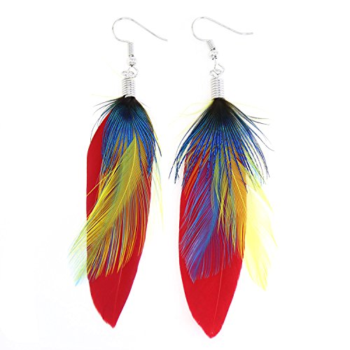 Natural Fashion Feather Theme Earring Boho Handmade Super Light Peacock Feather Danging Earrings for Women Girls Valentine's day Mother's day Gift
