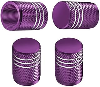 KaberMisr 2020-4 Pack - Anodized Aluminum Corrosion Resistant Tire Valve Stem Caps - Universal Fit for Cars, Trucks, Motorcycles, SUVs, Bikes (4 Pack, Purple)