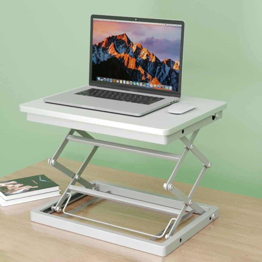 MYUYEE Height Adjustable Standing Desk Converter, Ergonomic Sit To Stand Up Riser, Computer Monitor Workstation, For Home Offcie (White)