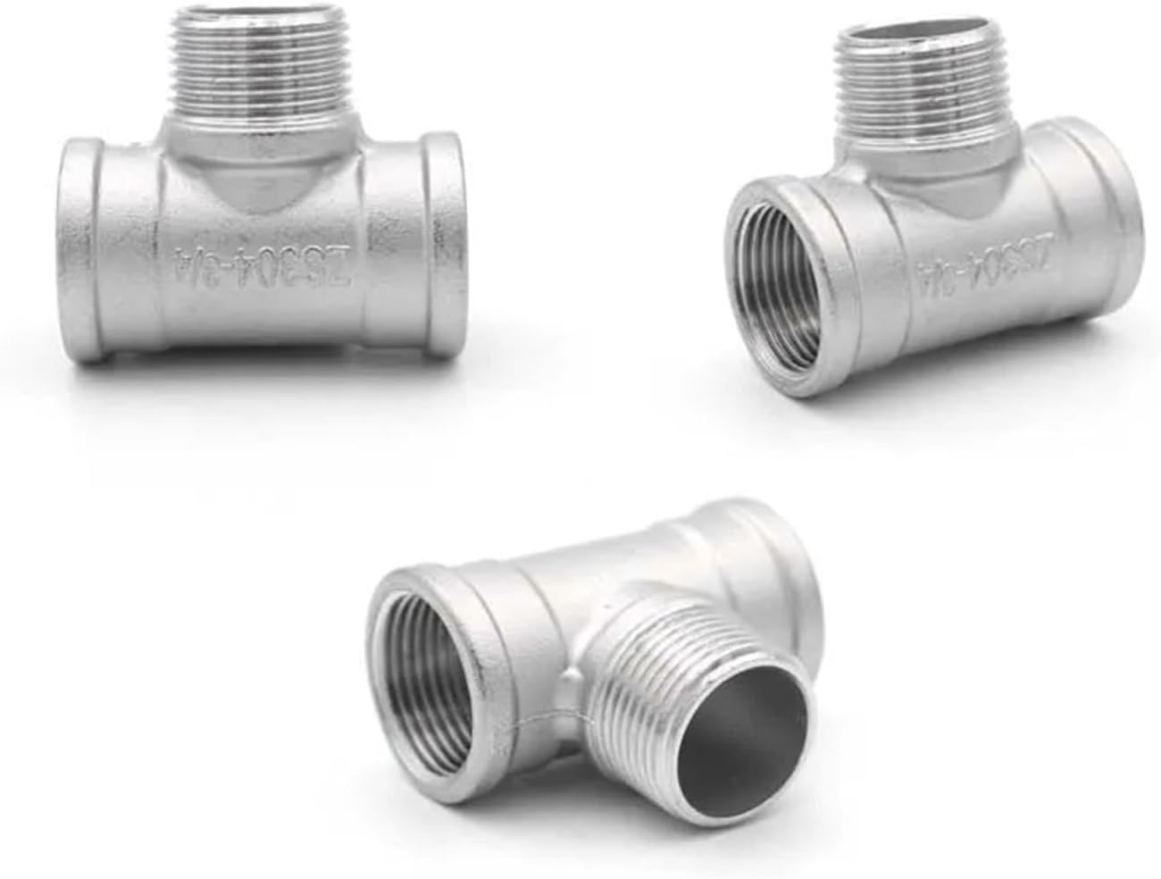 304 Stainless Steel BSPT Pipe Connector, Male to Female, Four-Way & Three-Way, Various Sizes (Red, 1-1/4")(Blue,0.25 Inch)
