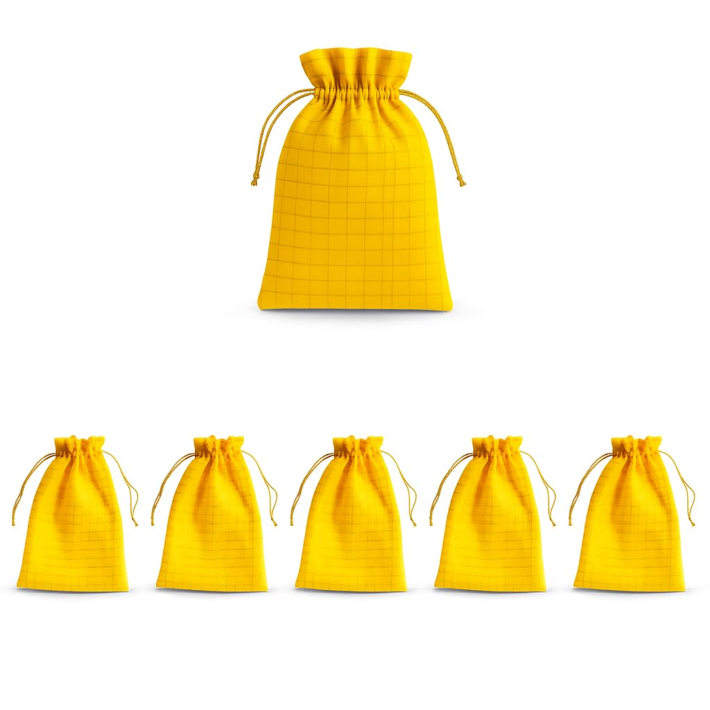 Organza Potli Bags for Return Gifts | Elegant Yellow Drawstring Gift Pouches for Chocolates Dry Fruits Jewelry | Reusable Wedding Party Favor Bags | Festive Diwali Gift Packing Bags