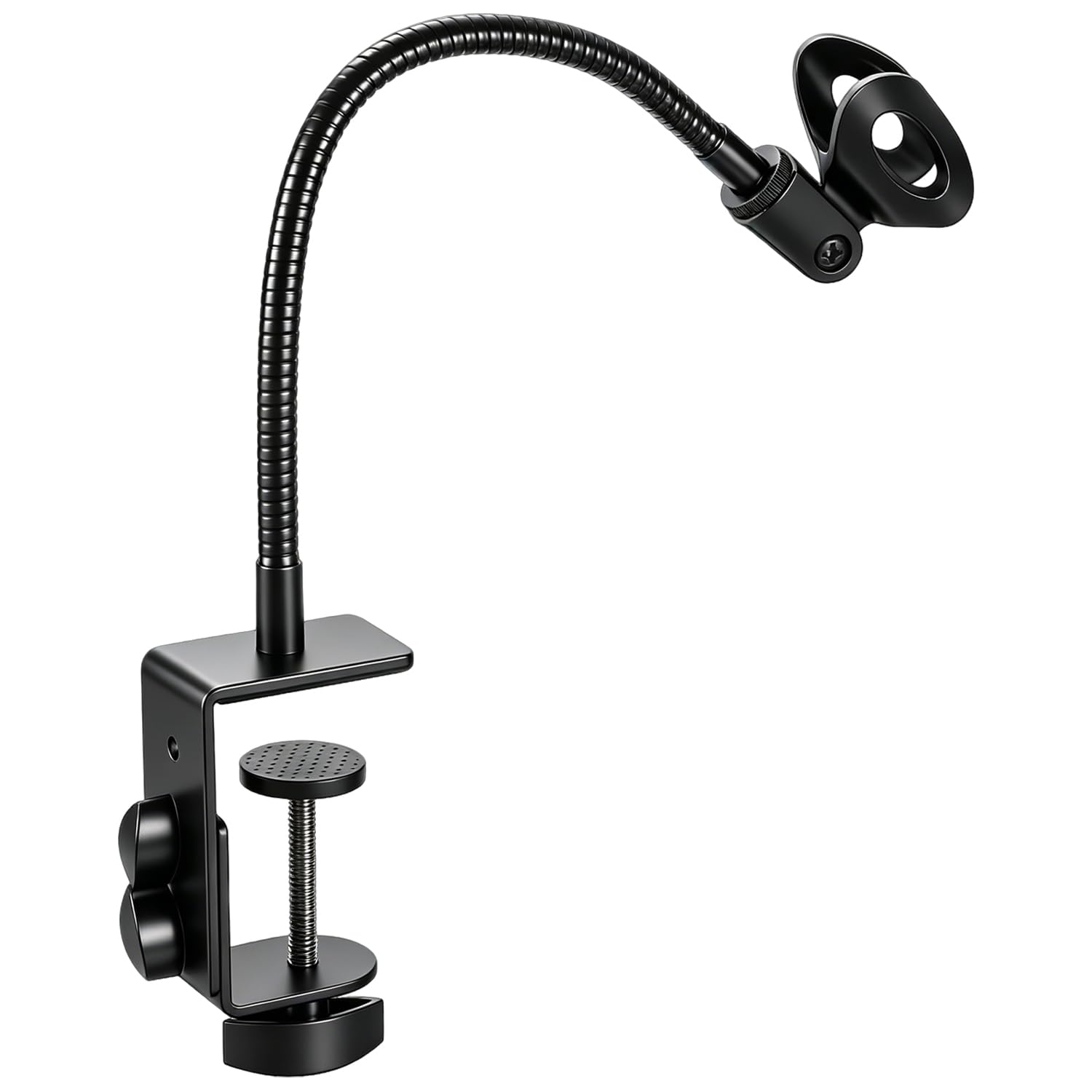 HASTHIP® Microphone Stand, 30cm Mic Stand for Table, Gooseneck Desk Mic Holder with 360° Rotating Adjustable Clip for Streaming Podcasting Online Teaching Singing and Recording-image-32