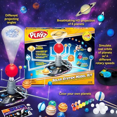 Image of Playz Solar System Model kit for Kids, Planetarium Projector Planet Toys | for kids, DIY Solar System for kids School Project kit with 8 planets, Astronomy STEM space toys for kids ages 8-12 Gifts