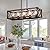 Giluta Rectangle Wood Metal Pendant Light Kitchen Island Chandelier Black Finish Rustic Industrial Chandelier Vintage Ceiling Light Fixture 5 Lights with Glass Shade (17810)