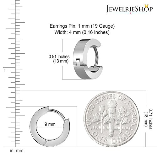 JewelrieShop Men Jewelry Set Huggie Earrings Hinged Hoop Dangle Earrings, Stainless Steel, Hypoallergenic, Urban Hoop Earrings3