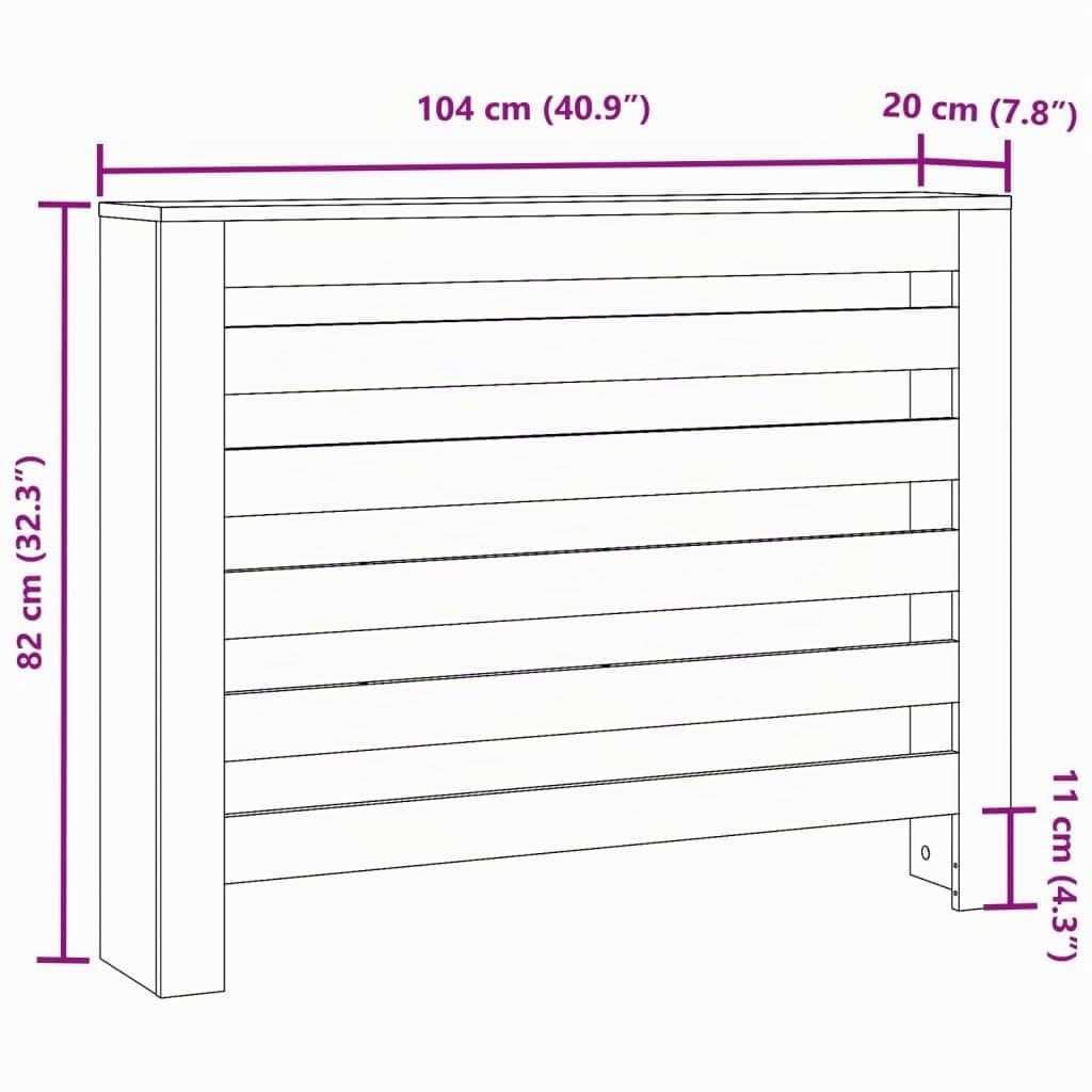 vidaXL Cubierta de radiador Madera de ingeniería Blanco 104x20x82 cm, Tapa de radiador, Cubierta Alta del radiador, Tapa de la válvula del radiador