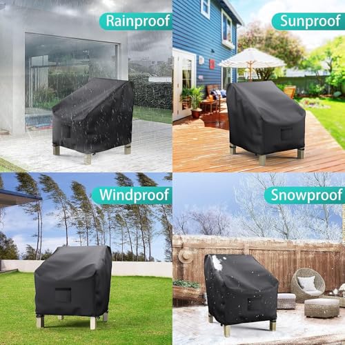 Image of 2 Pack Outdoor Patio Chair Covers Waterproof 40 inchWx40 inchDx36 inchH, Black