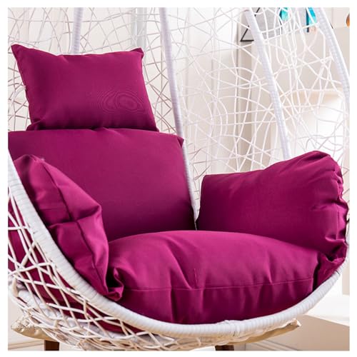 Cojín grueso para silla de huevo con almohada para silla oscilante, lavable y cómodo, cojín colgante de jardín en color rosa.