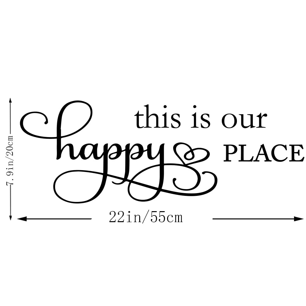 Fencosyn 'This is Our Happy Place' rzeźbione litery naklejka ścienna słodki cytat winyl sztuka ścienna napis dekoracja domu