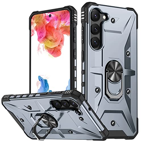for Samsung Galaxy S22 Plus Phone Case, Samsung Galaxy S22 Plus Case with Kickstand, Military Grade Protective Phone Case Cover with Rotatable Metal Ring, Black